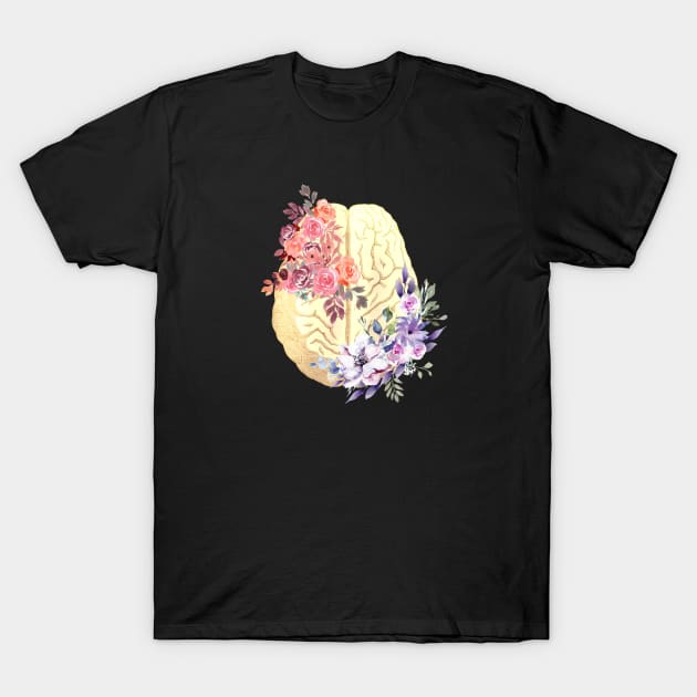 Floral Brain Anatomy T-Shirt by Bluepress